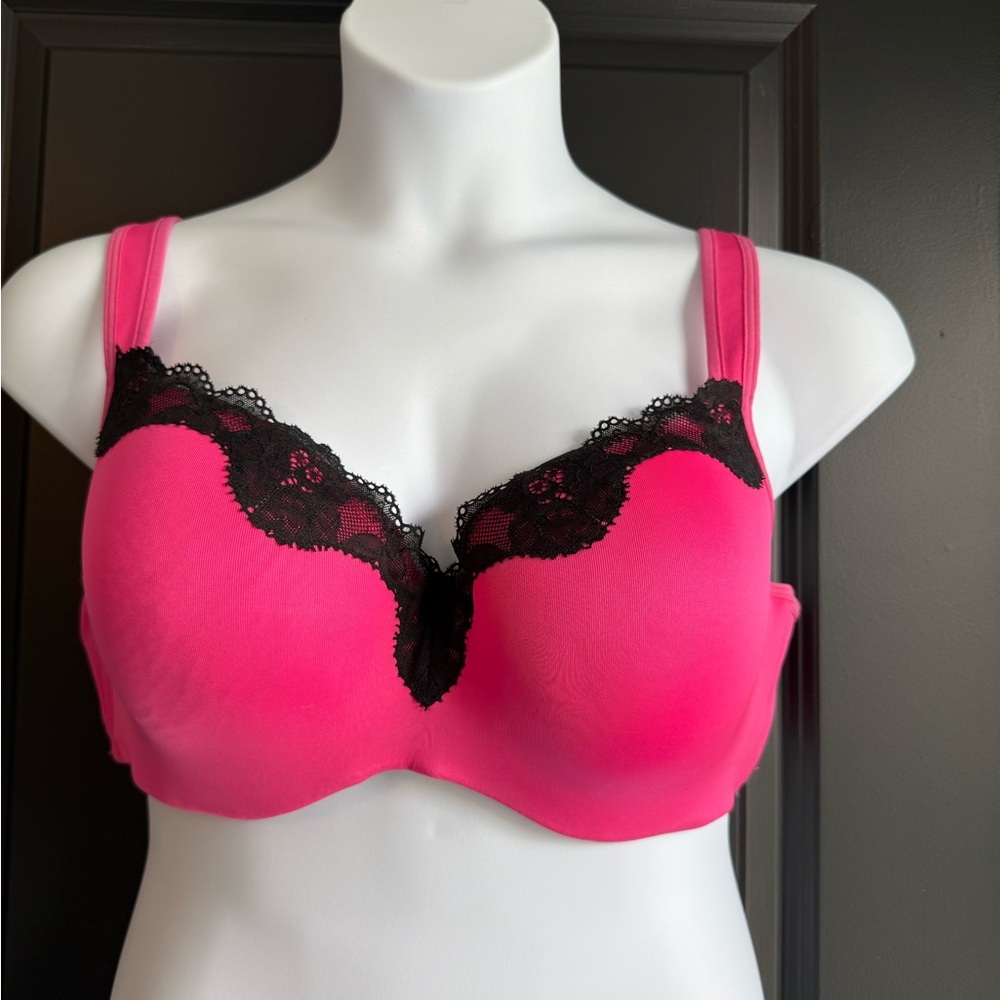 Cacique Underwire Pink Lace Trim Bra